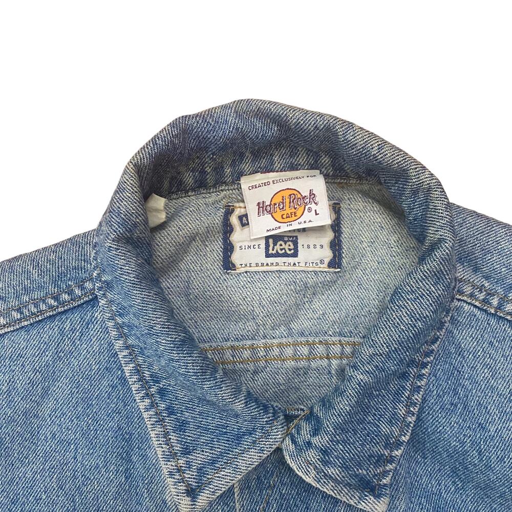 Vintage Lee Hard Rock Cafe Honolulu Hawaii Denim Jacket Large - Picture 4 of 4